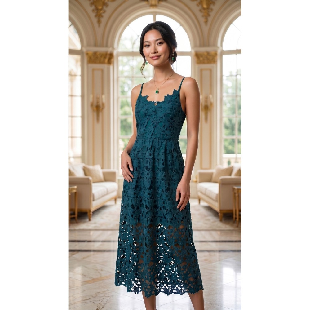 Endless Rose Teal Lace Midi Dress